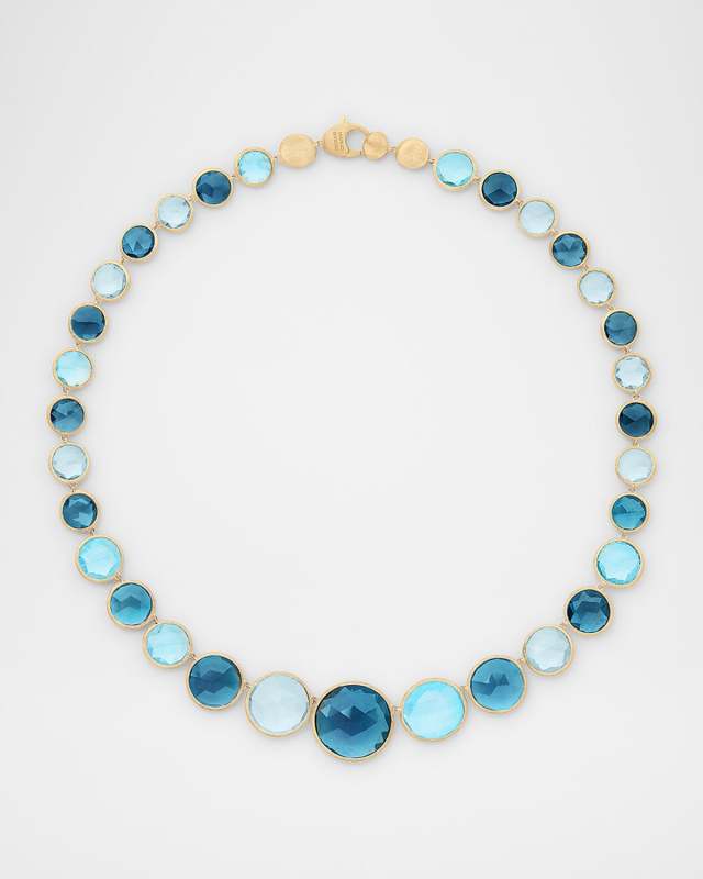 18K Yellow Gold Graduated Mixed Topaz Choker Necklace